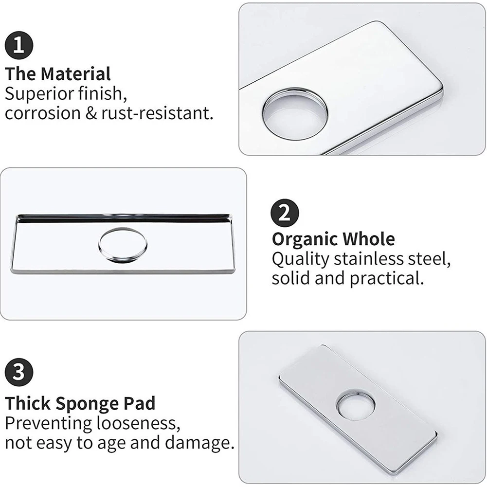 Faucet Accessories Cover Plate 1 Pcs 162mm*63mm 304 Stainless Steel Anti-corrosion Scratch Resistant Practical