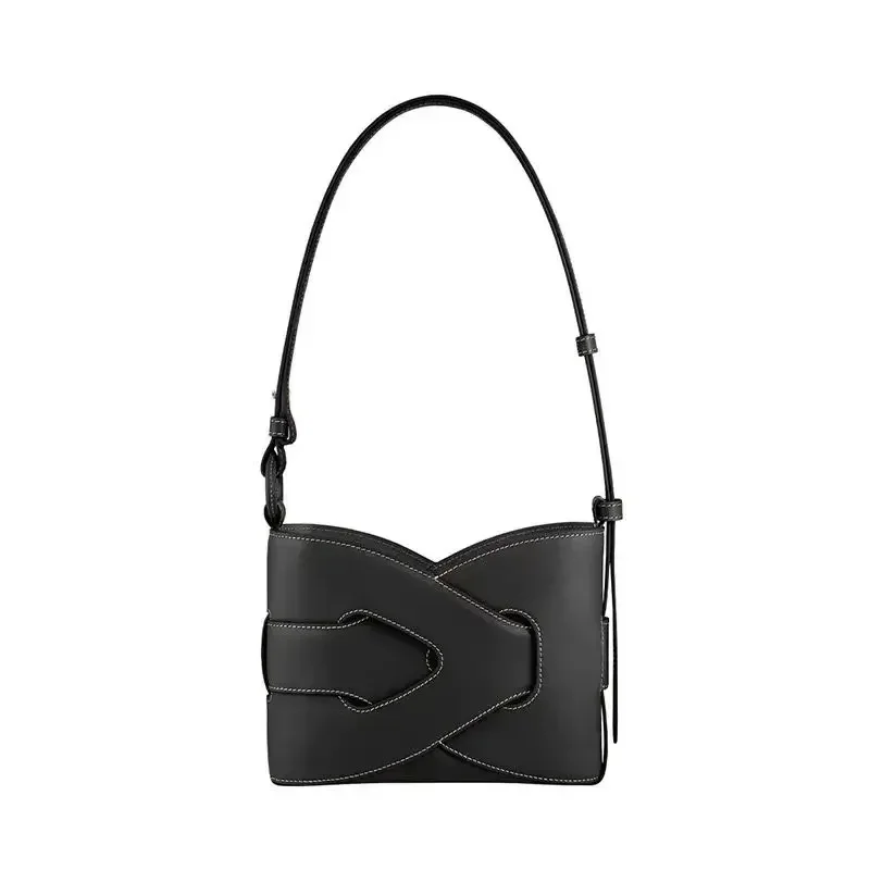 2025 new woven bag, French niche retro single shoulder twisted bag, hand-held crossbody bucket bag