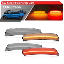 4PCs For Ford Mustang Mach-E 2021 2022 2023 2024+ Bumper LED F&R Fender Side Marker Lights Parking Turn Signal Reflector Lamps