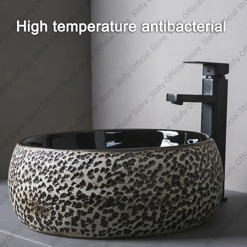 유럽 스타일의 세련된 예술 세면대 세라믹 욕실 싱크대 고급 호텔 가정용 세면대 카운터탑 세면기