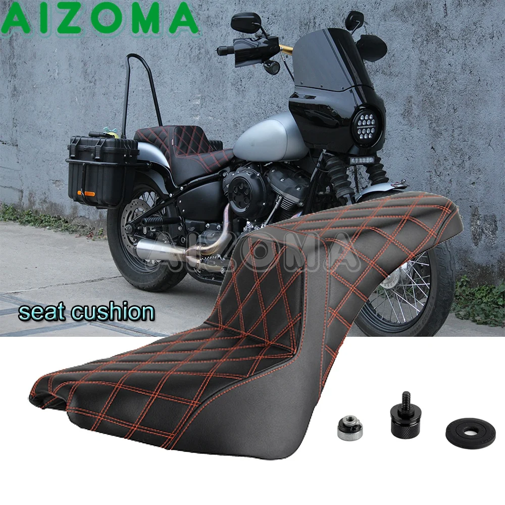 Motorcycle 2-Up Driver Passenger Rear Seat Cushion Waterproof Gel Pad Foam for Harley Softail Bob FXBB FXSL FXST FLDE FLHC FLHCS