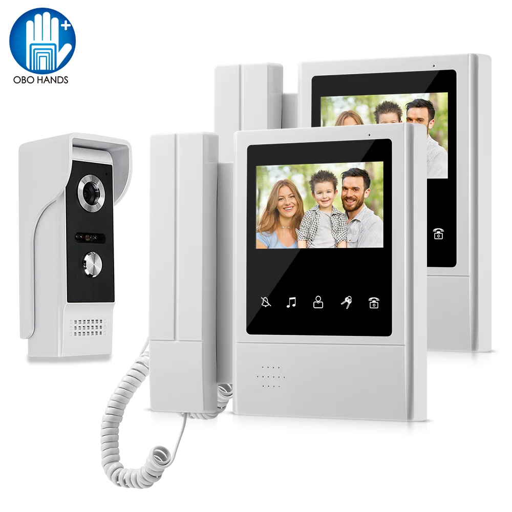 Sistema de intercomunicación con timbre de puerta para el hogar, videoportero portátil con cable a Color, Monitor interior de 4,3 pulgadas, 700TVL,