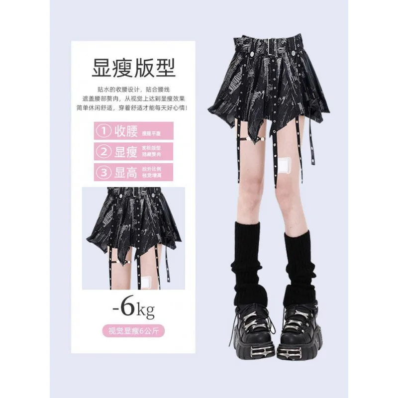 กระโปรงสั้นสไตล์วินเทจใหม่ปี 2025 สตรีทแวร์ กอธิค พังก์ หวาน โชว์ไหล่ ทรงยูนีค ย้อนยุค Y2K สีดำ สำหรับงานปาร์ตี้