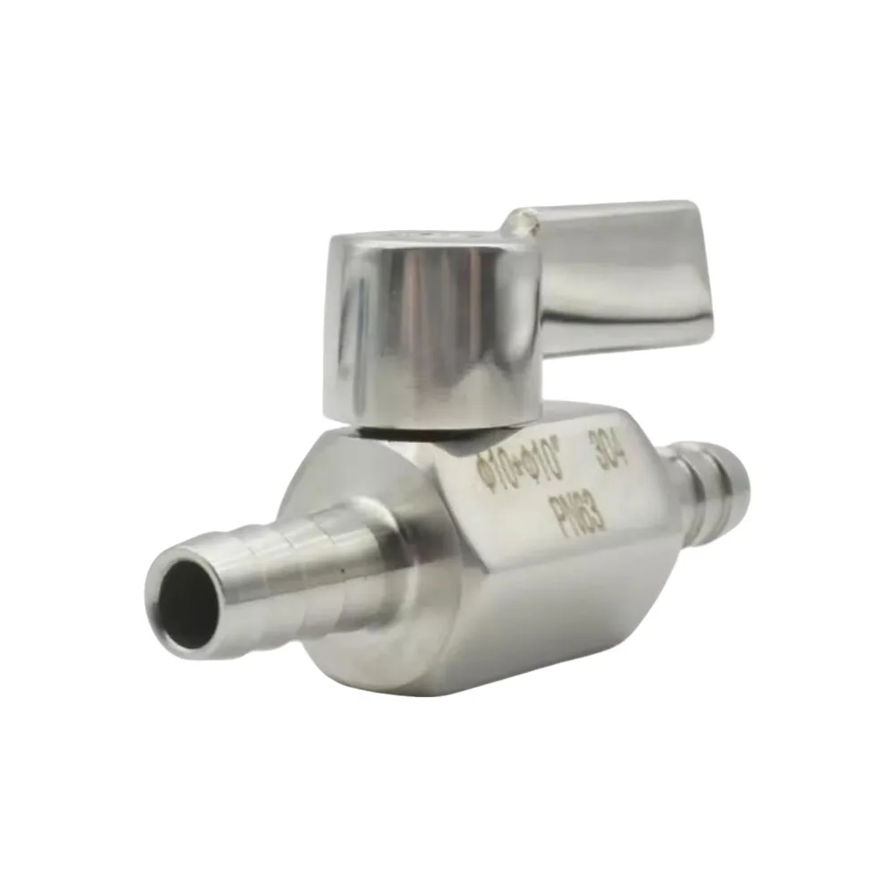 Detalhe 2 de Válvula solenoide Sanitary Grade 304 Stainless Steel Mini Ball Valve Hose Barb Micro Valve 7mm 8mm 10mm 12-25mm For Gas Water Oil Pipeline Gás e combustível