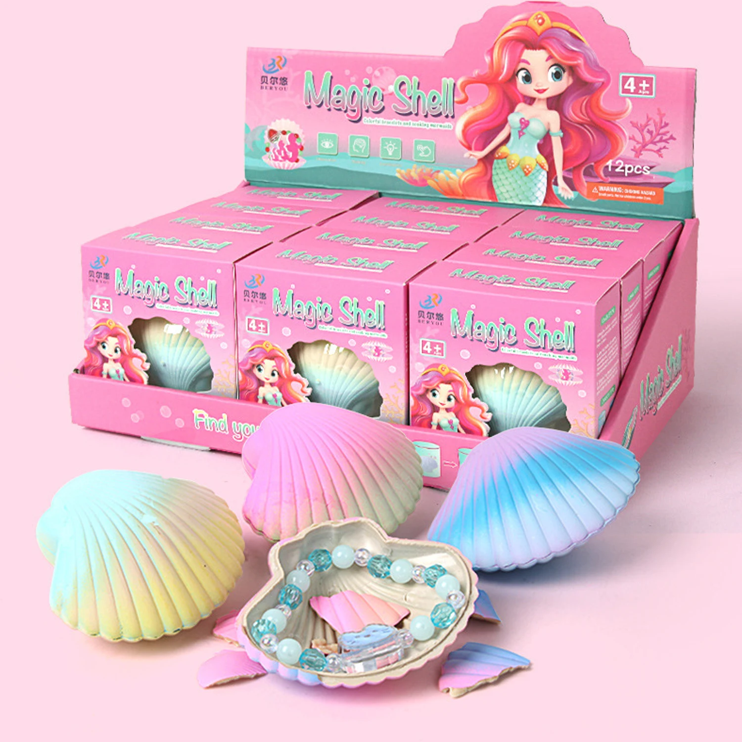 SoakSoaking in water to hatch shell toys, colorful seashell girl princess bracelet , expanding and expanding creativity