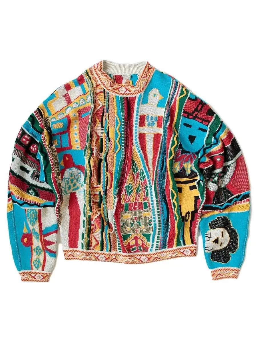 

20AW Высокое качество KAPITAL винтажный трикотаж с цветной нитью пуловеры для мужчин и женщин винтажные классические универсальные свитера