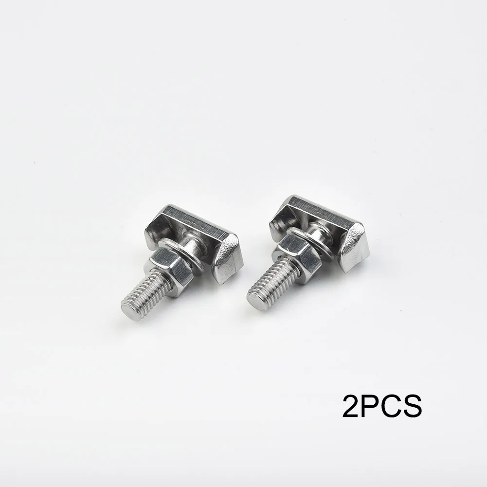 2pcs Stainless Steel Battery Cable Terminal Connectors with T-Bolt for Chevrolet 2014 07 2010 08 M6x2mm Thread Size