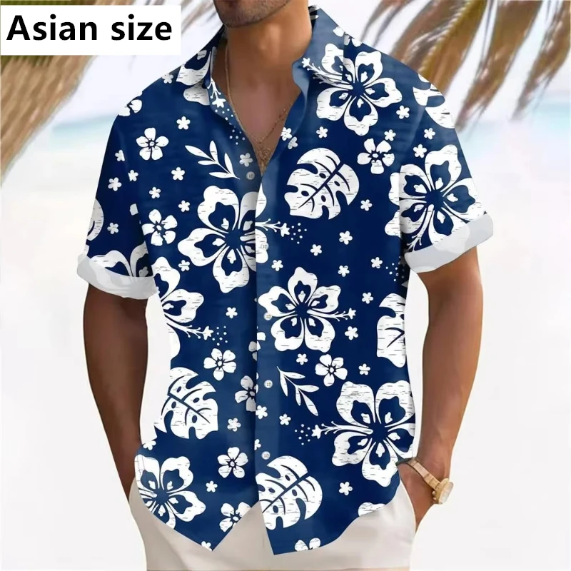 

Hawaiian Beach Shirts Men's 3D Plant Printed Summer Casual Short Sleeve Lapel Shirts Holiday Shirts For Men Fashion Men Clothing