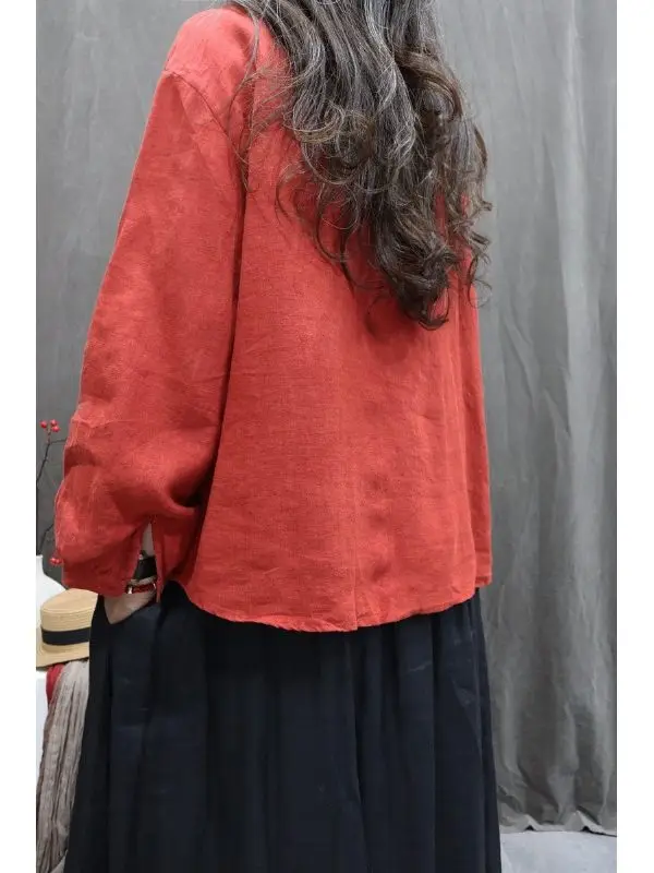 

Loose Long Sve Women's irt Cardigan Sle Inner Wear Japanese Sle Cotton Casual Faion plus Size round Ne Mid-Length