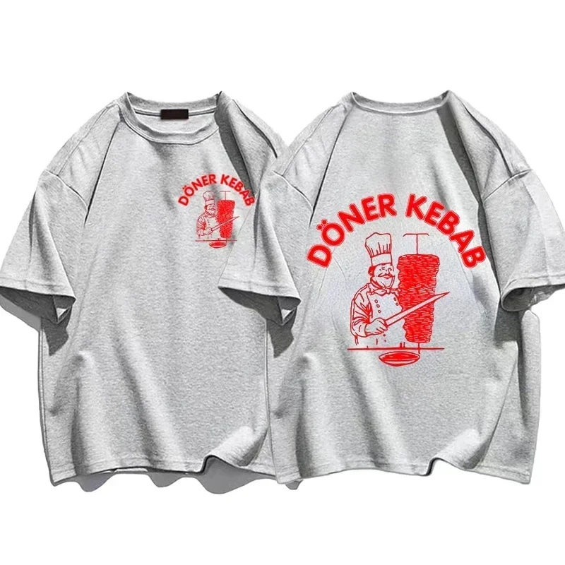 Summer Sports T-shirt Doner Kebab Printed Pure Men's Clothing Short Sleeved Top Fun Women's T-shirt Retro Neutral Top T-shirt