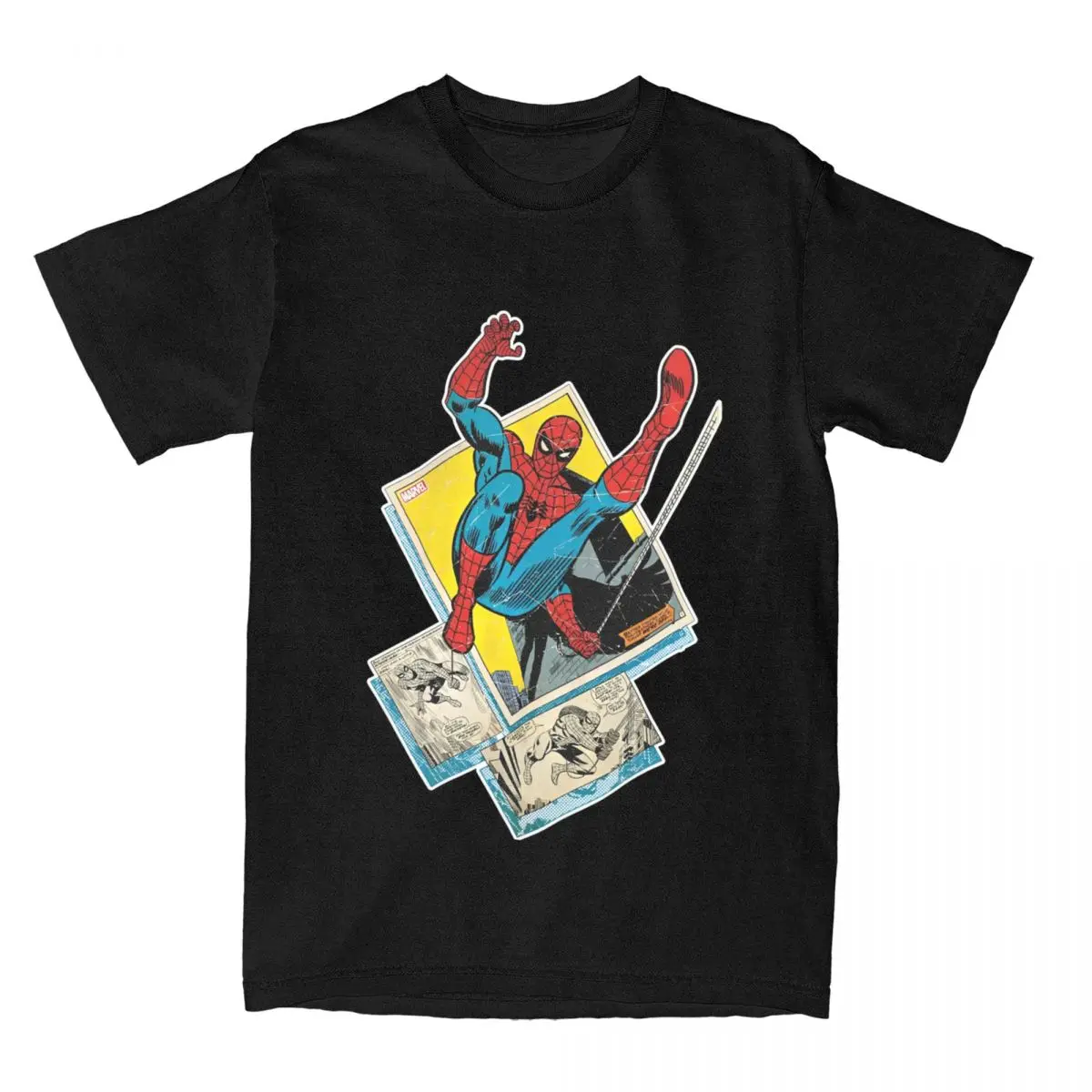 เสื้อยืดวินเทจ Marvel Spider Man พิมพ์ฝ้ายเสื้อยืดยอดนิยม TShirt สําหรับชายฤดูร้อน Y2K Basic Casual แขนสั้น Tees