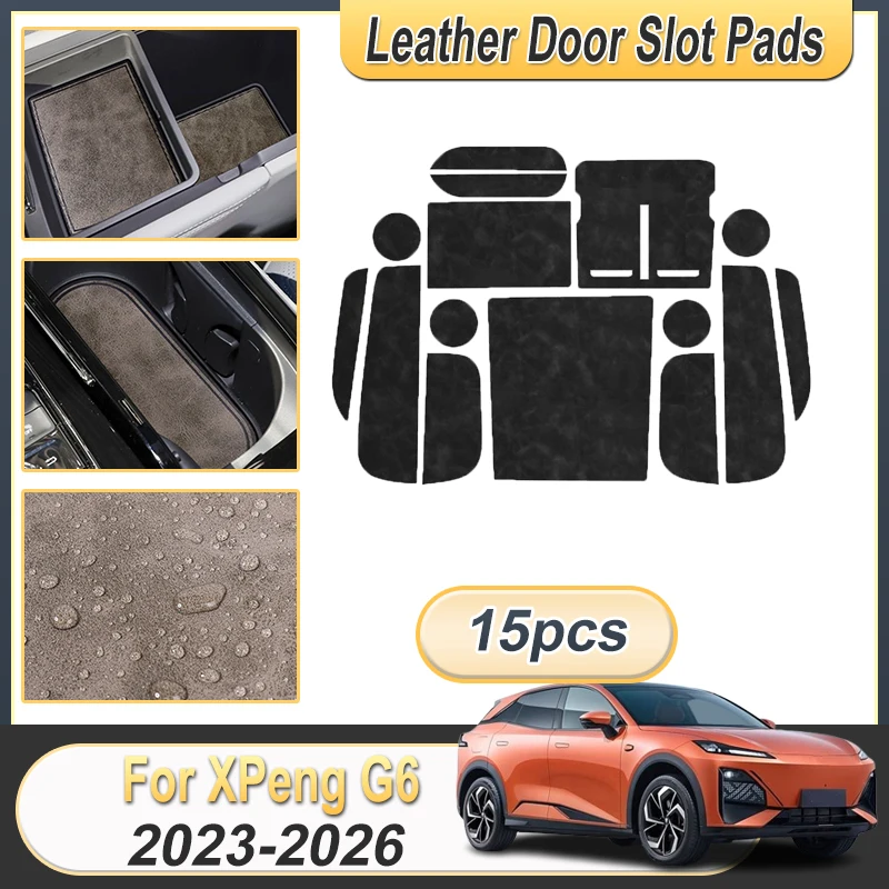 

For Xpeng G6 2023 2024 2025 2026 Anti-Slip Gate Slot Cup Mat Door Protection Non-slip Dust-proof Pad Decoration Car Accessories