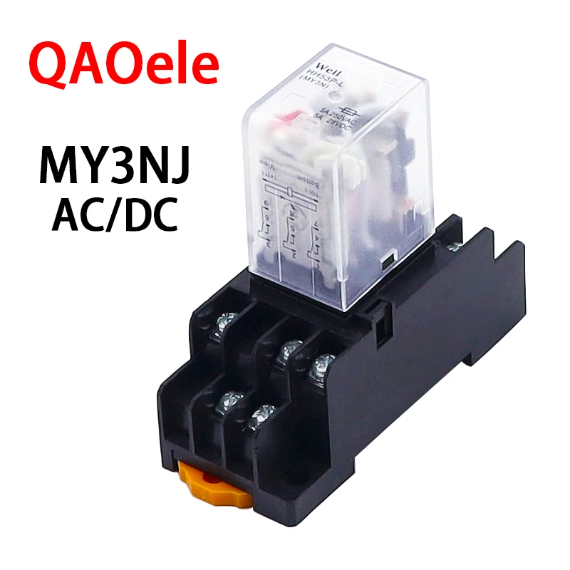 1 zestaw MY3 HH53P MY3NJ Micro Mini Cewka Przekaźnik mocy 11pin 3NO 3NC Lampa LED 5A AC 110V 220V z gniazdem 12V 24V Nowa matowa pokrywa