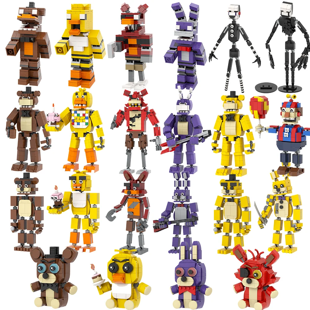 MOOXI FANF Horror Game Role Ducks Foxy Rabbit Bear MOC Bricks Model Kit DIY Diorama Children Toys Building Blocks Set Adult Gift