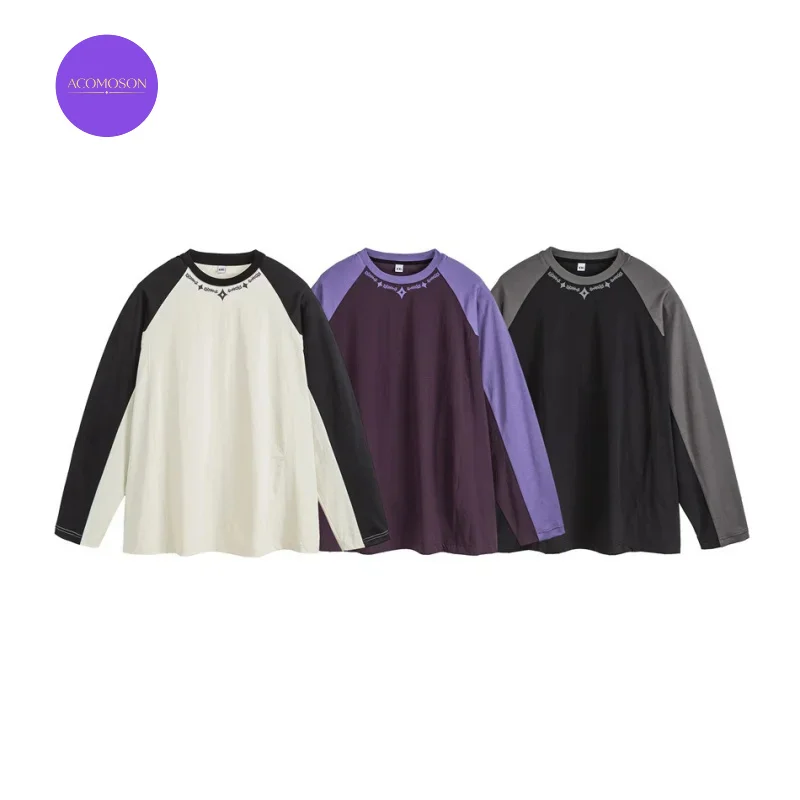 ACOMOSON EU US Size High Quality Luxury Clothing Autumn Sports Cycling Trendy Casual Quick-Dry Outdoor Long Sleeve Tshirt
