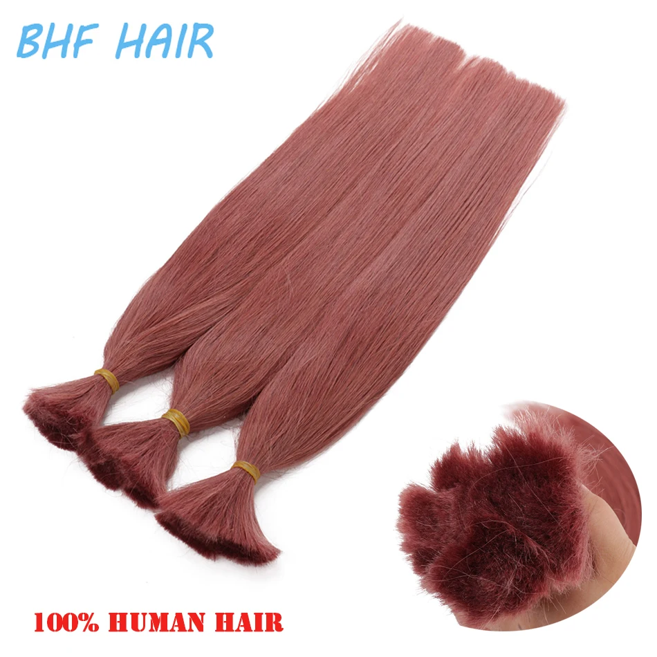 Capelli lisci intrecciati umani sfusi senza trama fasci di capelli rosa 100% Vietnam Remy estensioni sfuse di capelli umani 50g