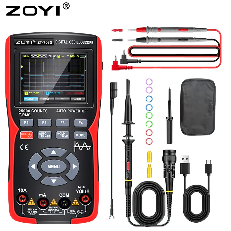 Digital Oscilloscope Multimeter  Dual-channel Real-time sampling Signal Generator rate 48MSa/s True RMS Professional Tester