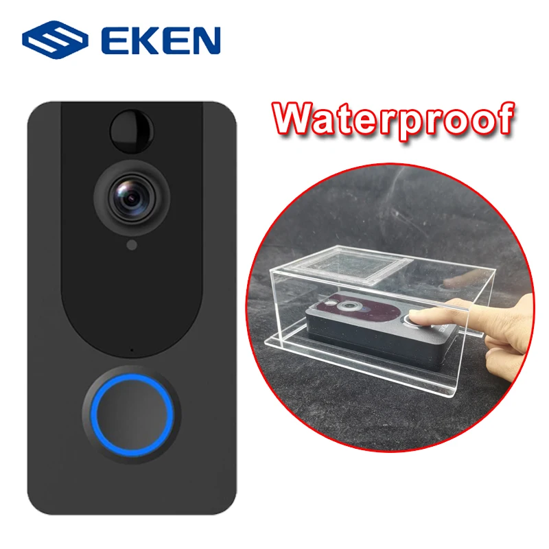 EKEN V7 무선 초인종 카메라, 1080P 와이파이 초인종, 스마트 보안 인터콤 옵션, 방수 커버, 클라우드 스토리지 하우스 벨