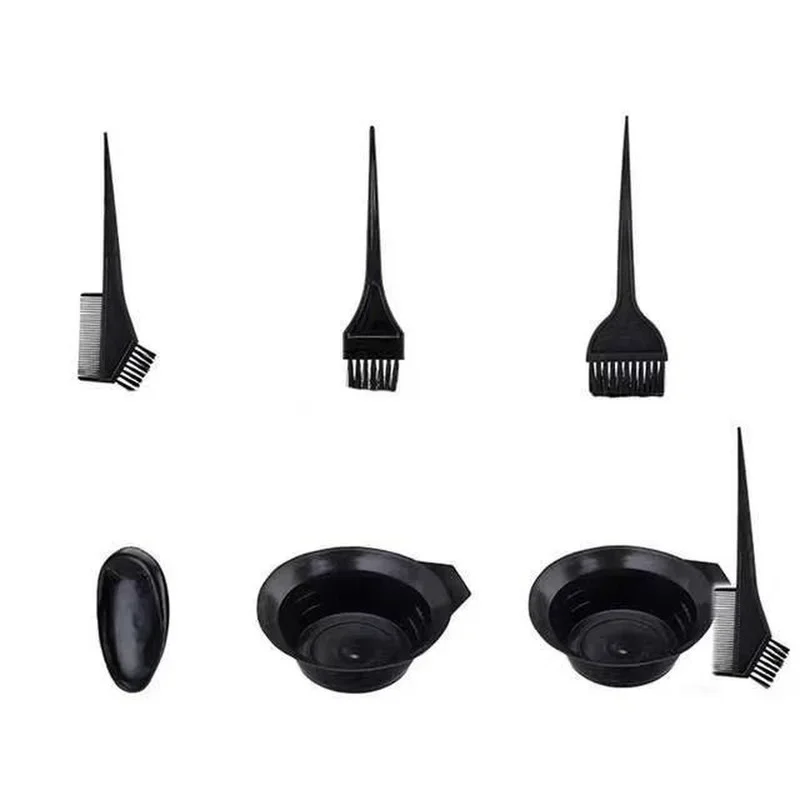 4Pcs/Set Black Hair Dyeing Accessories Kit Hair Coloring Dye Comb Stirring Brush Plastic Color Mixing Bowl DIY Hair Styling Tool