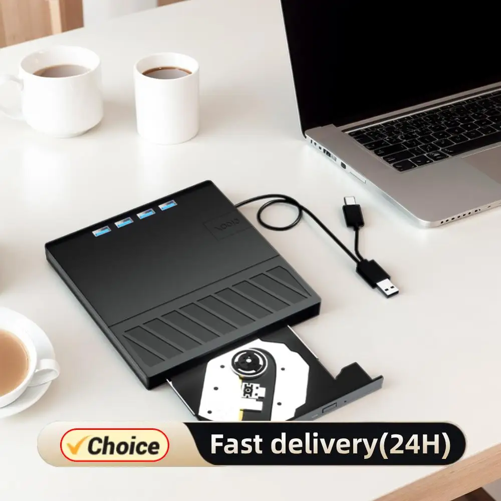 

7 in 1 USB 3.0 Type C DVD Player Burner Reader with SD/TF Port External CD DVD Drive for Windows XP/7/8/10/11 Laptop Desktop