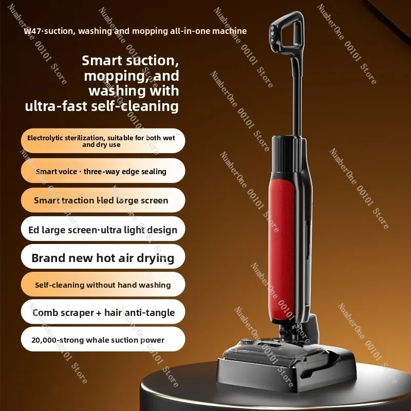 Wireless Floor Washer, Zero Tangent & Lie Flat, Hot Air Drying Electrolyzed Water, Self-Cleaning Vacuum Mop