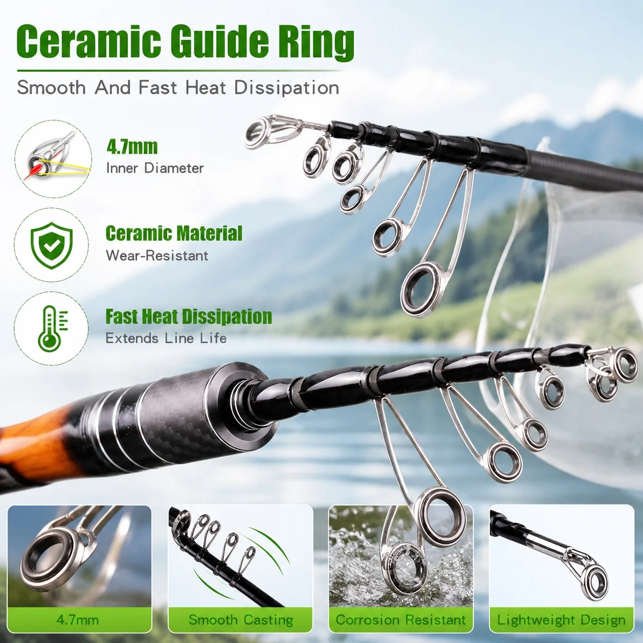 BAKAWA MINI 1,8M 100% Carbonfaser Teleskop-Reiseangelrute Tragbare Hochwertige Angelrute Geeignet für Fluss- und Bachfischen – Detail 4
