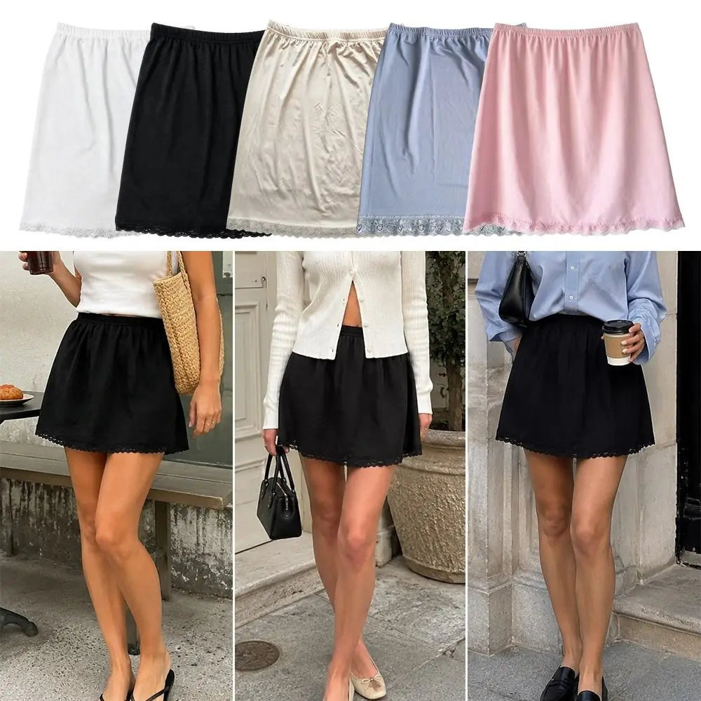 Fashion Lace Inner Layer Lace Slip Skirt Soft Loose Fit Style Women Underskirt Breathable Half Slip Dress Women