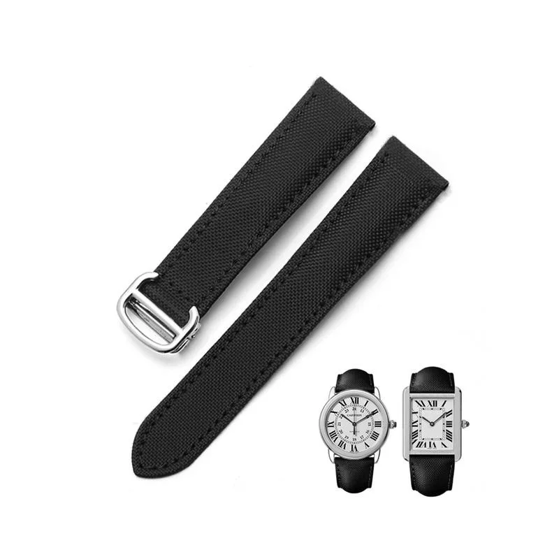 

PEIYI Selected Quality Nylon Watchband TANK Series Men's And Women's Black Waterproof Canvas Watchstrap20 22mm