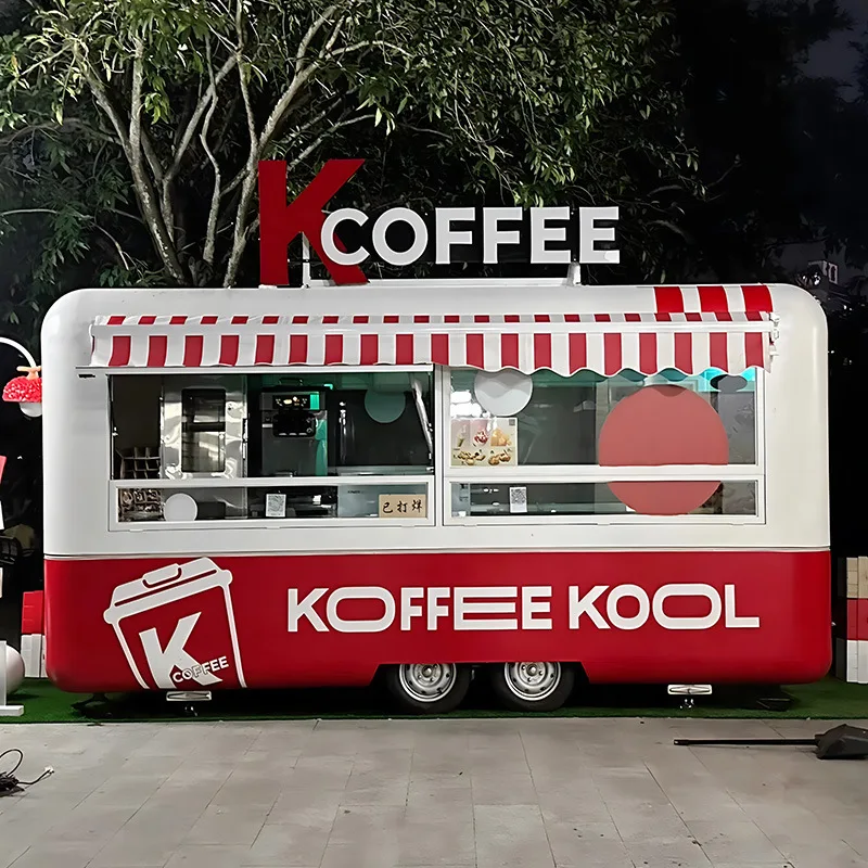 Coche de aperitivos móvil con punto escénico, coche de comedor comercial multifuncional para el mercado nocturno, bebidas frías, café, alimentos Gourmet, 220v