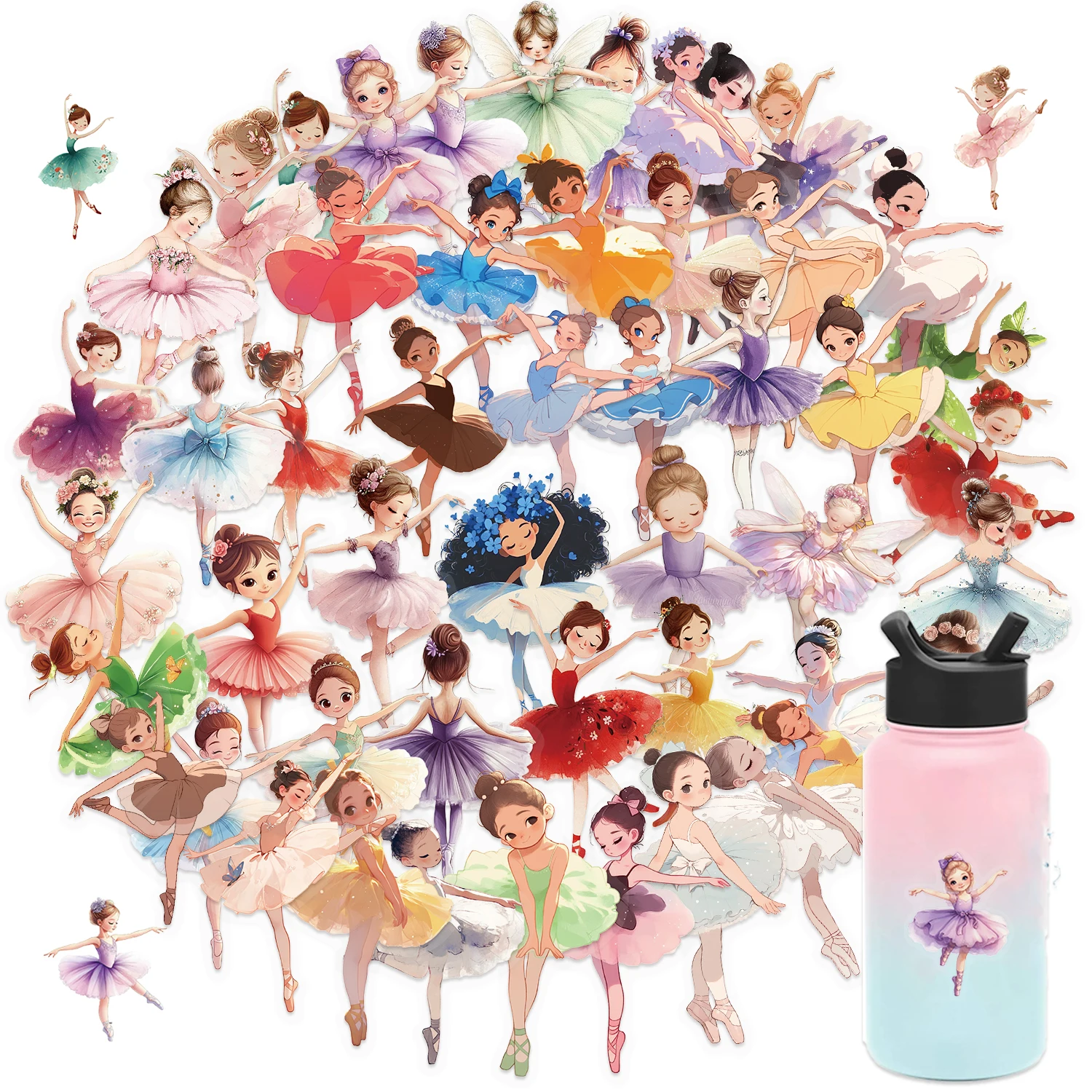 50/100PCS Ballet Girl Stickers Transparent Sticker For Card Making Scrapbooking Envelopes Wrapped Arts And Crafts Journaling