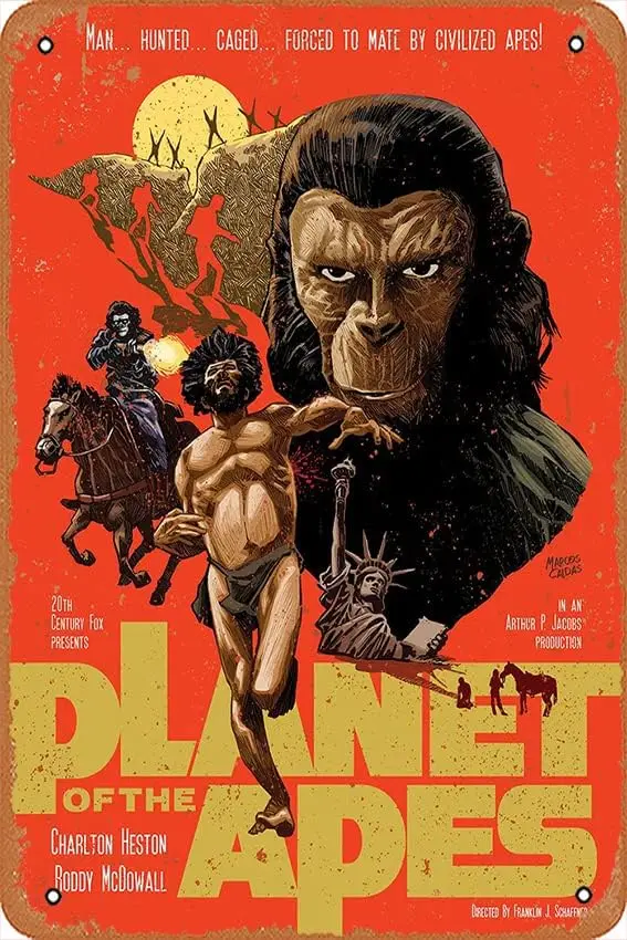 Planet of the Apes Film Poster Retro Tin Sign,Movie Television Poster Art Classic Movie Posters Gift Musical Karaoke Man Cave Ba