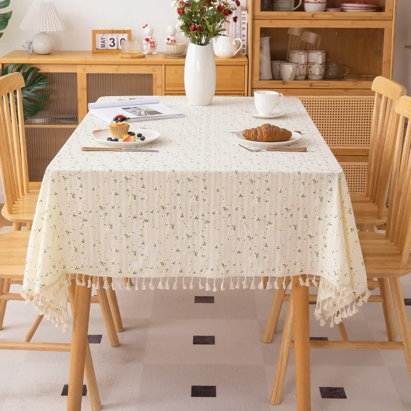 

Cotton Jacquard Small Fresh Tassel Tablecloth Photo Background Cloth Picnic Cloth