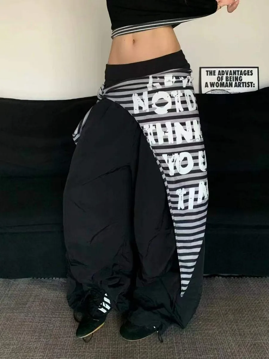 

Ленивец, большие академические мешковатые женские спортивные штаны в стиле гранж, готики, дизайнерские брюки с эластичной резинкой на талии, брюки для женщин и девочек, уличная одежда