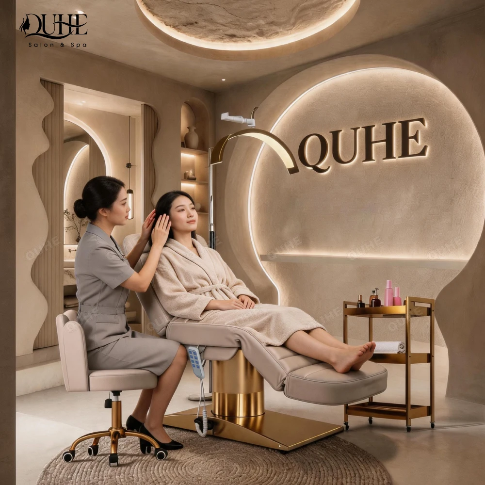 Customized Color Extension Treatment Beauty Bed 3 Motors Electric Massage Bed Spa Facial Lash With Led Lamp