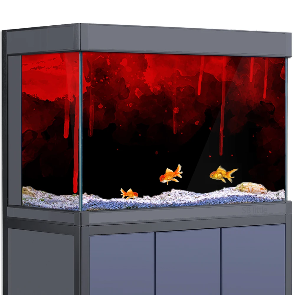 

Aquarium Background Sticker Decoration for Fish Tanks, Halloween Blood Splatters Black HD 3D Poster 5-55 Gallon Reptile Habitat