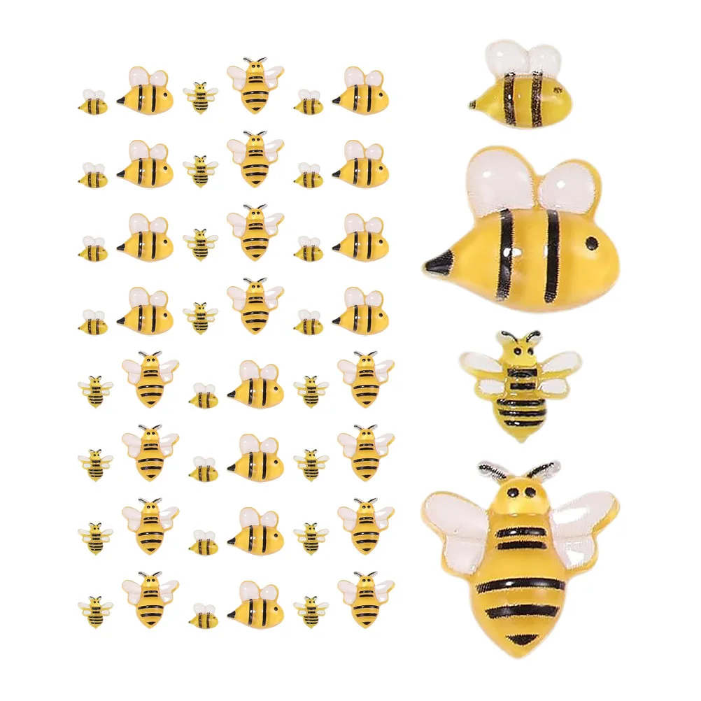 

100pcs 3D Resin Bees Lightweight Mini Craft Beads Decor for DIY Wreaths Bee-Themed Party Supplies Garden