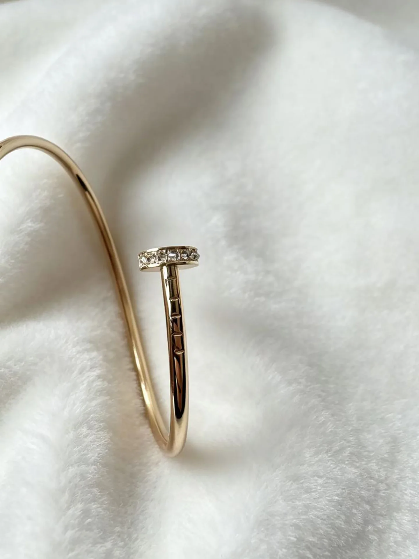 

New Style Slim Seven Diamond Nail Bracelet Women's 18K Rose Gold Elastic Bracelet Fashion Personality Design Cool Sweet Jewelry