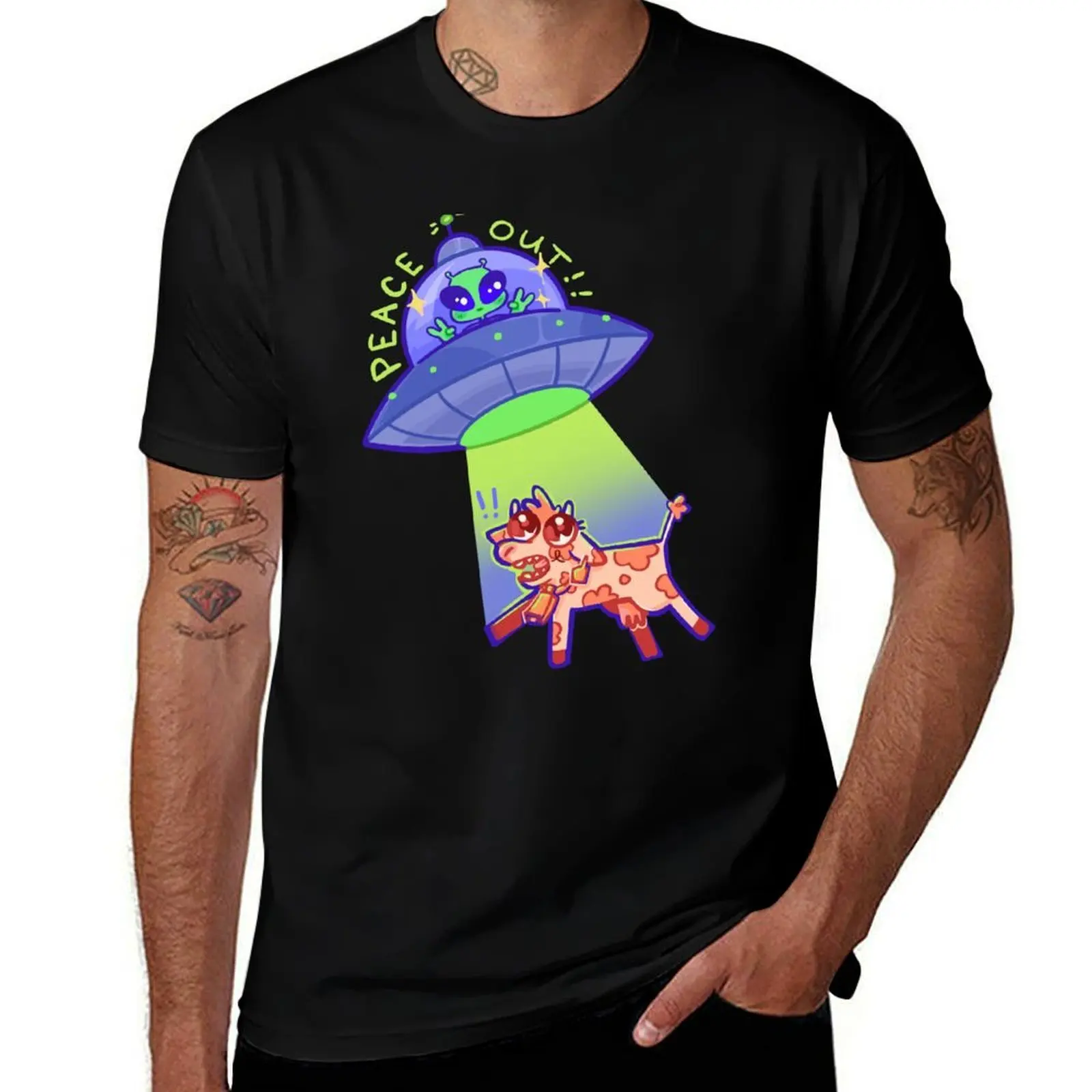 

Peace Out Alien T-Shirt man clothes funny gifts football t shirt tshirts personalised plus size men clothing
