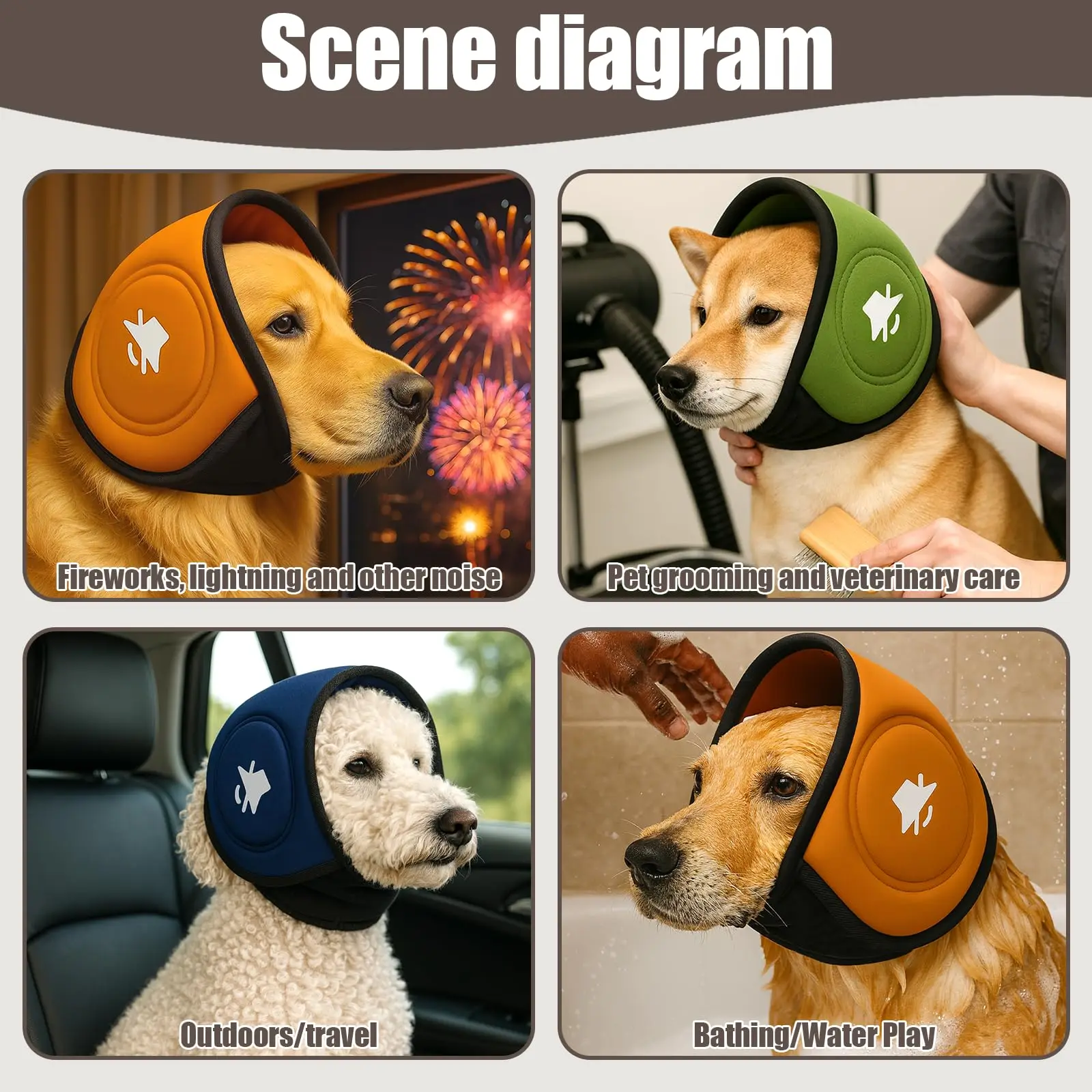 Hunde-Gehörschutz, Lärmreduzierende Ohrenschützer, Verstellbare Schalldichte Kopfhörer für Hunde, Donner, Gewitter, Fellpflege – Detail 3