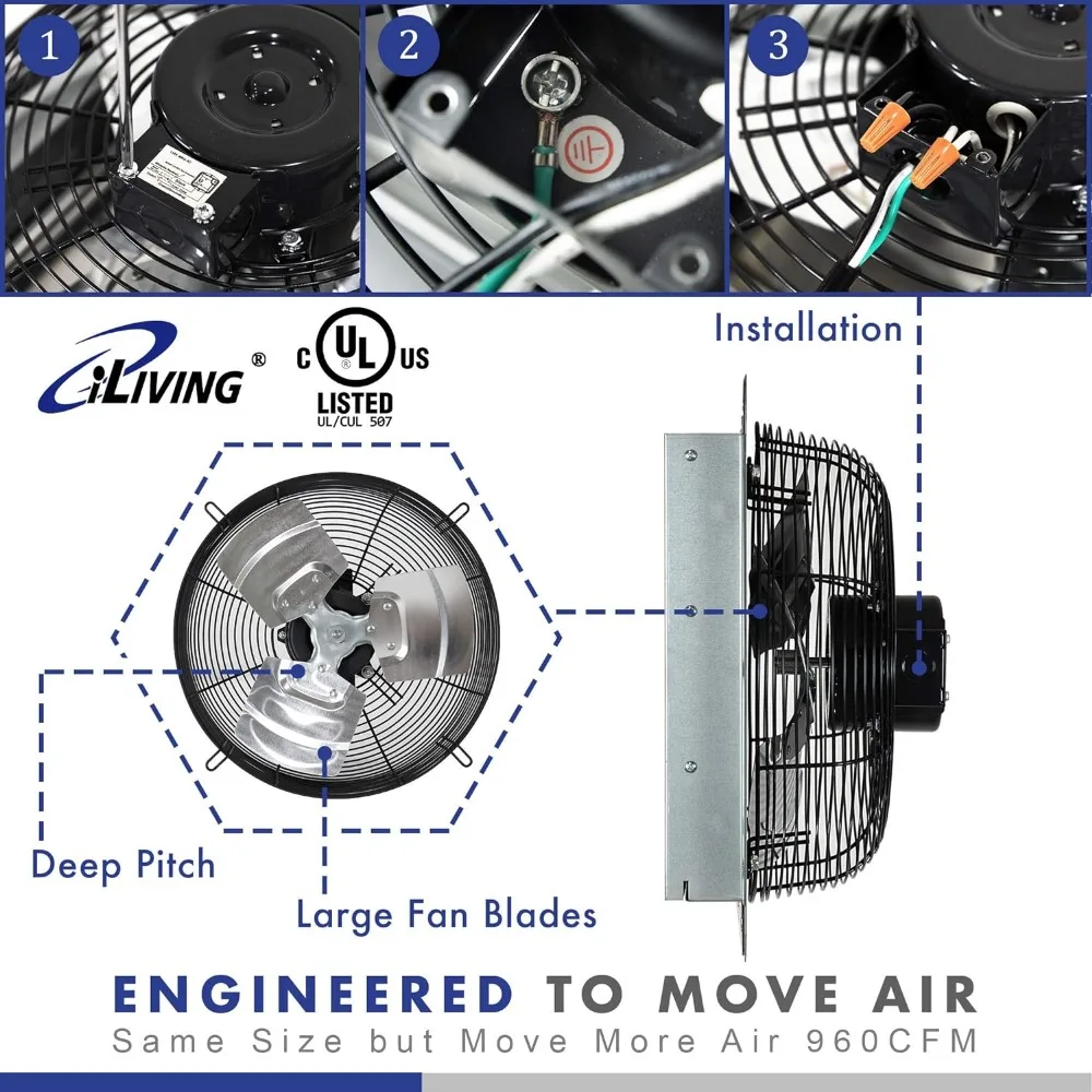 Imagem -03 - Iliving-wall Montado Exaustor Obturador Automático Termostato Controlador de Velocidade Variável 12