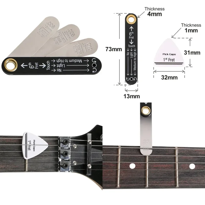 Guitar Neck Adjustment Tool Chord Pitch Measuring Ruler for Folk Classical Electric Bass Guitar Neck Curvature Measurement