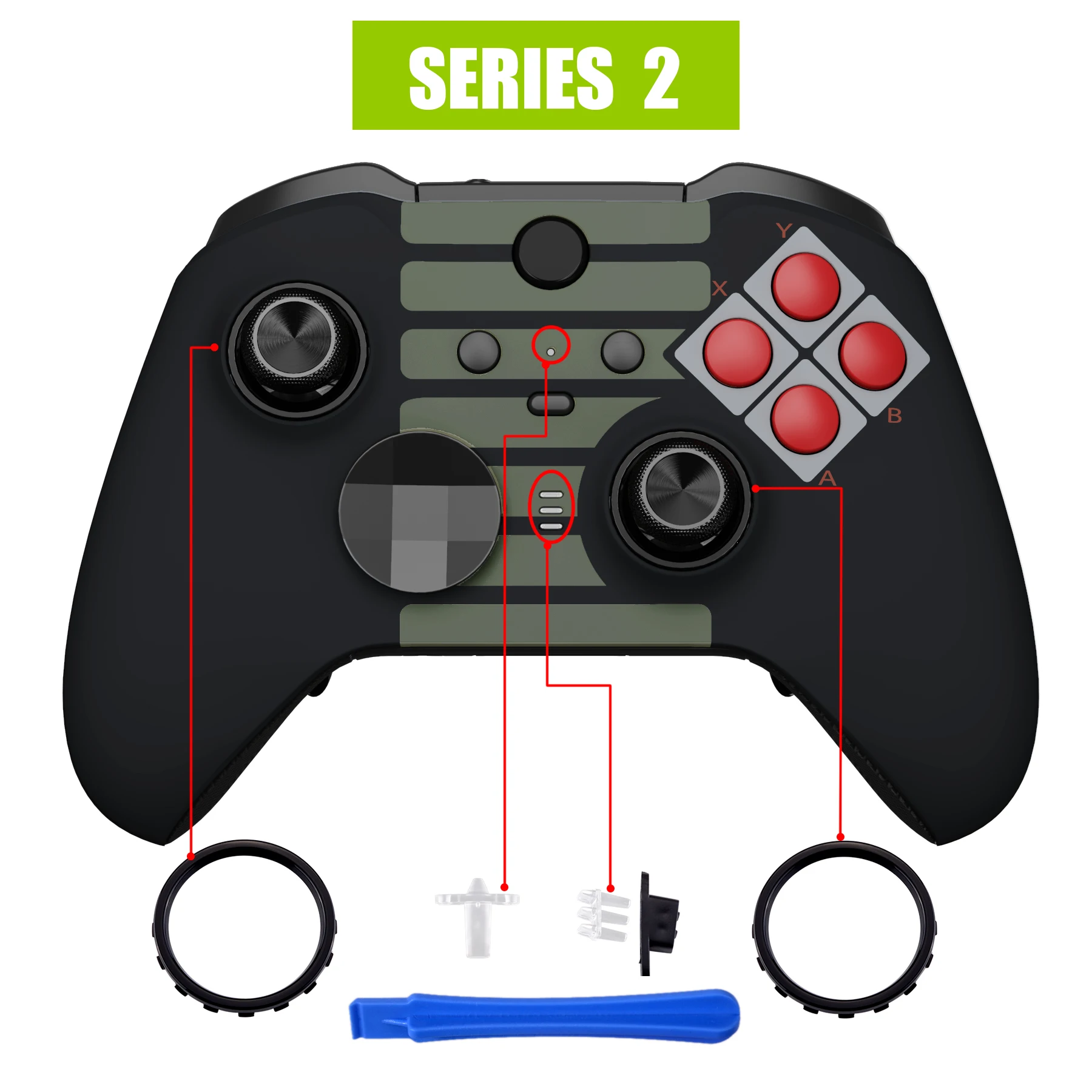 

eXtremeRate For Xbox One Elite Series 2 Controller Model 1797 Front Housing Case - Classic NES Style