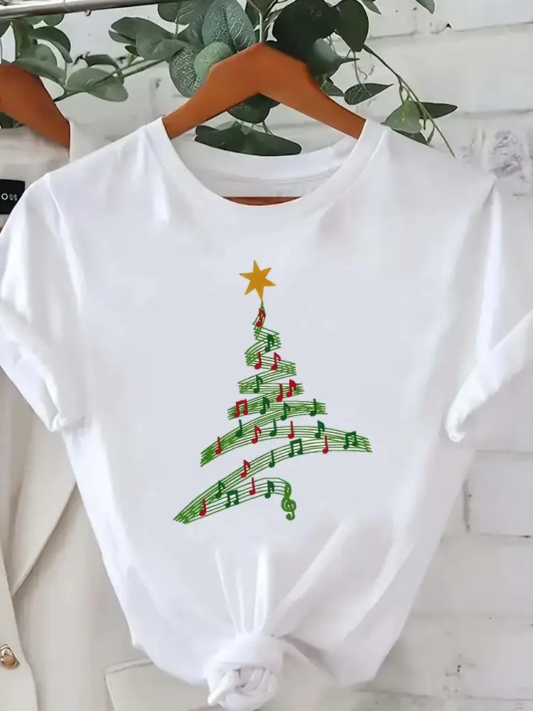 

Watercolor 90s Trend Printed Fashion New Year Clothing Women Merry Christmas Clothes Top Tees Holiday T Shirts Graphic T-shirts