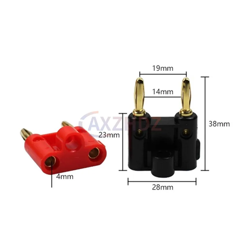 5PCS 4mm Double Row Banana Plug Audio Speaker Connector Twin Banana Plug Amplifier Terminal Couple Banana Socket Adapter