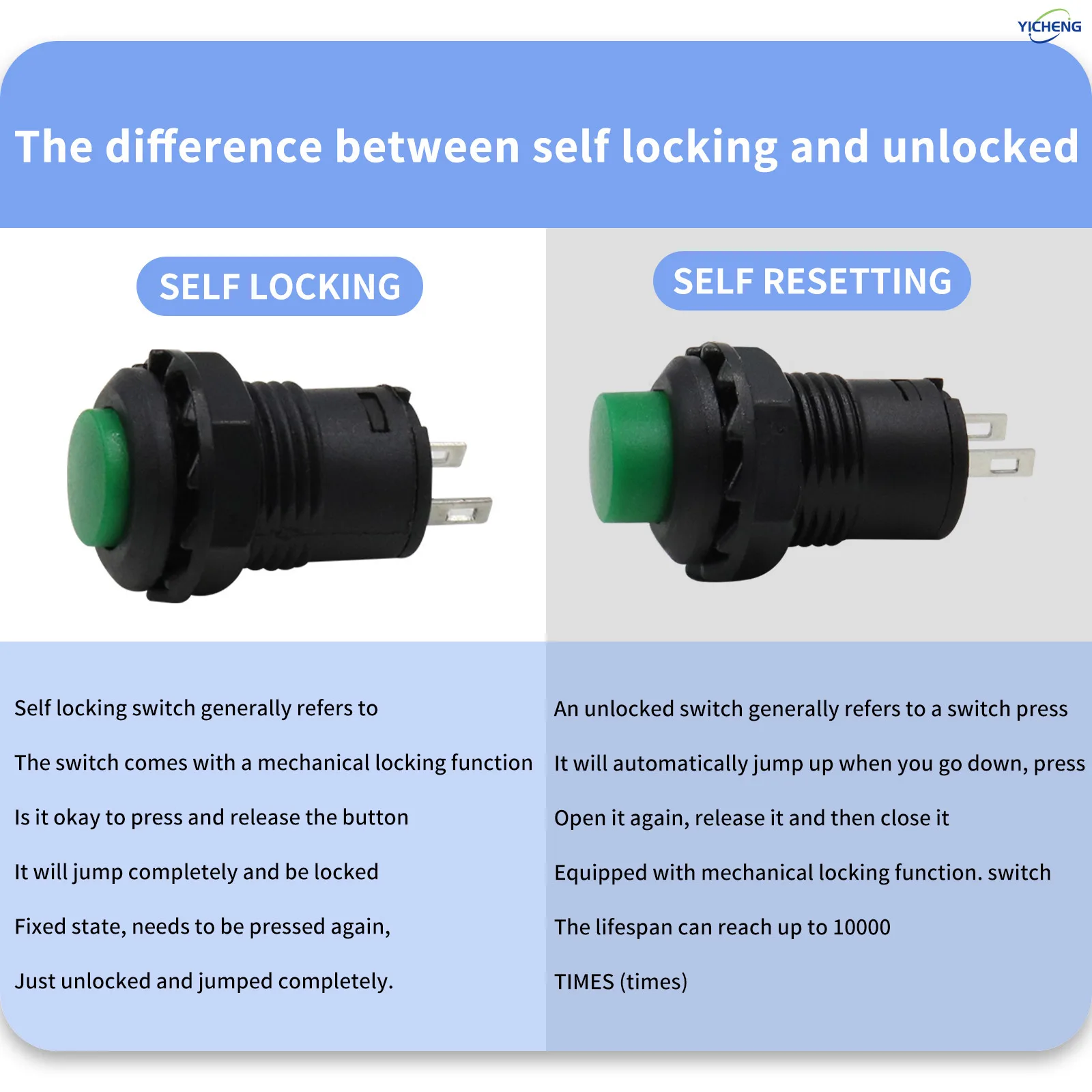 Picture 5: 6pcs Self locking /Momentary Pushbutton Switches OFF- ON Push Button Switch,Welded 150mm cable, customizable length.