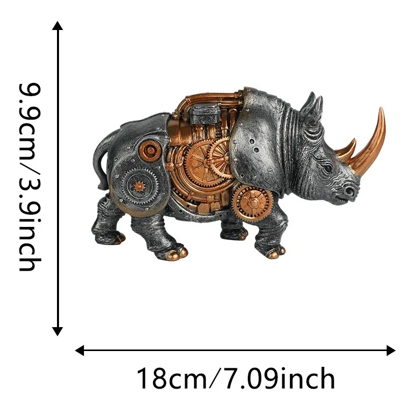 In Stock Punk Mechanical Rhino Resin Ornament Industrial Retro Bold Desk Model For Study Living Room Creative Home Decoration