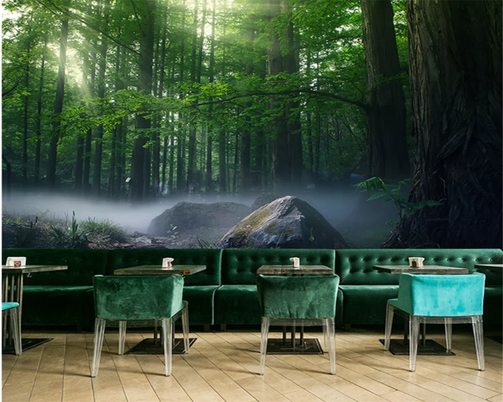 

beibehang papel de parede Custom 3d forest wallpaper net red restaurant nature bedroom new space visual extension wallpaper