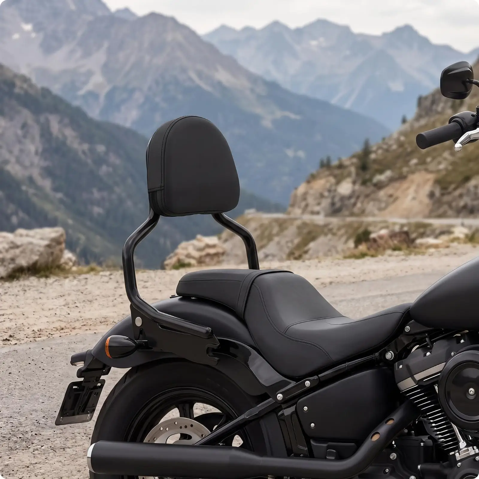 Motorcycle Backrest with Padded Cushion | Glossy, Sturdy Tubular Metal Frame, Passenger Backrest with Mounting Hardware, for