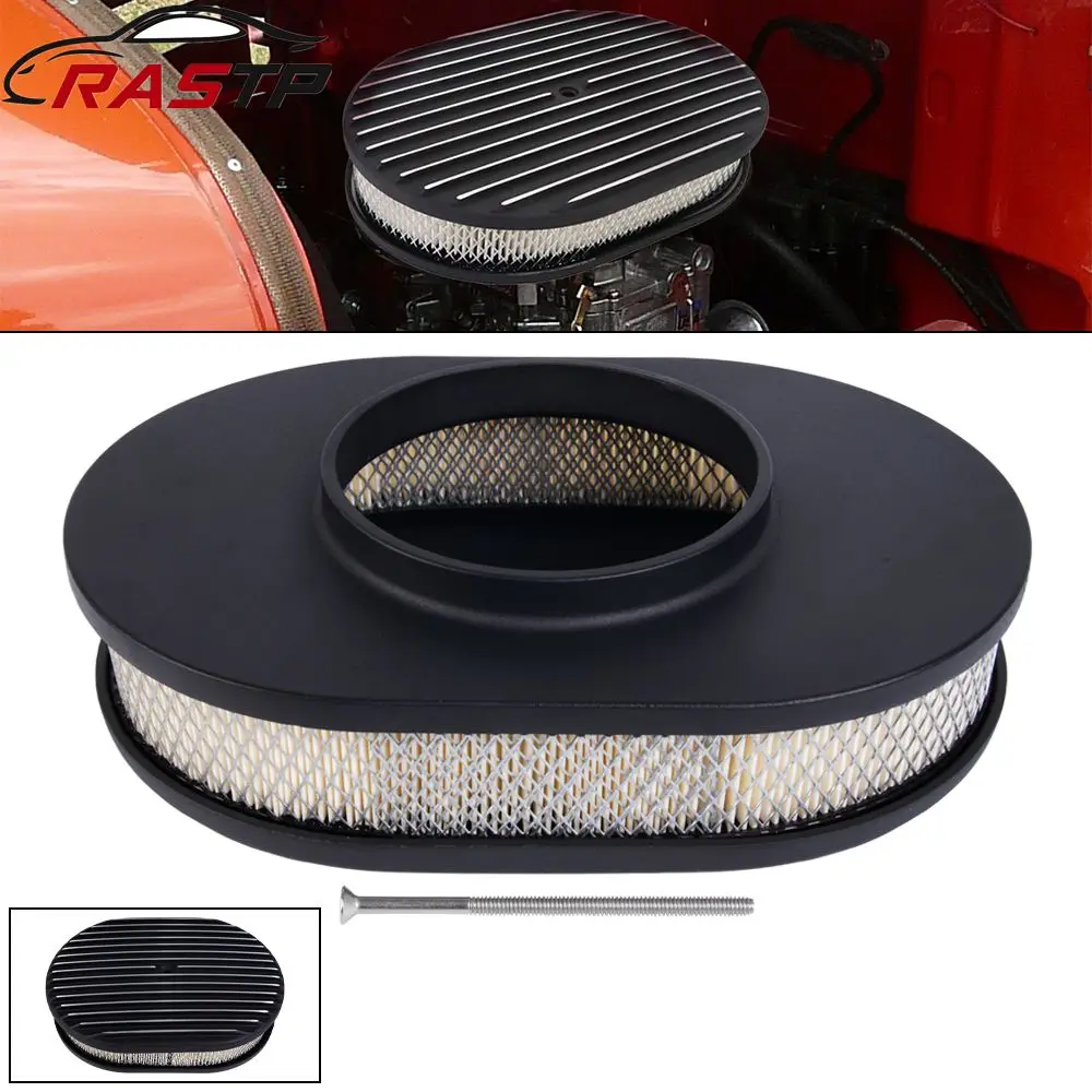 

Oval Full Finned Aluminum Air Cleaner with Washable Filter 12 Inch For Ford, Chevy &Mopar OFI197