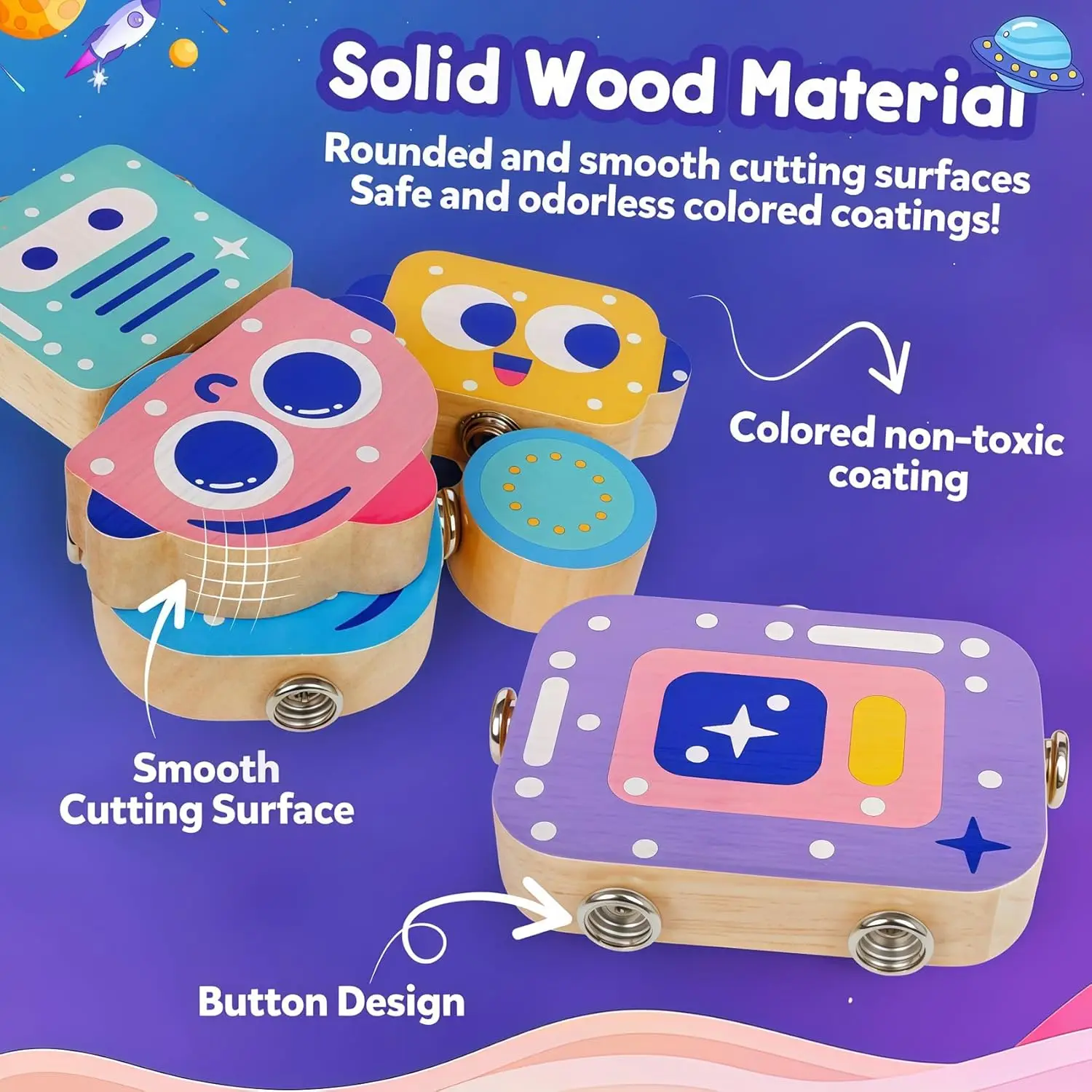 Roboterspielzeug für Kinder 3–5, Montessori-Lernspielzeug aus Holz mit herausnehmbaren Eigenschaften, STEM-Lernspielzeug für Feinmotorik